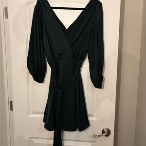 Banana Republic Elegant Dark Green Wrap Dress